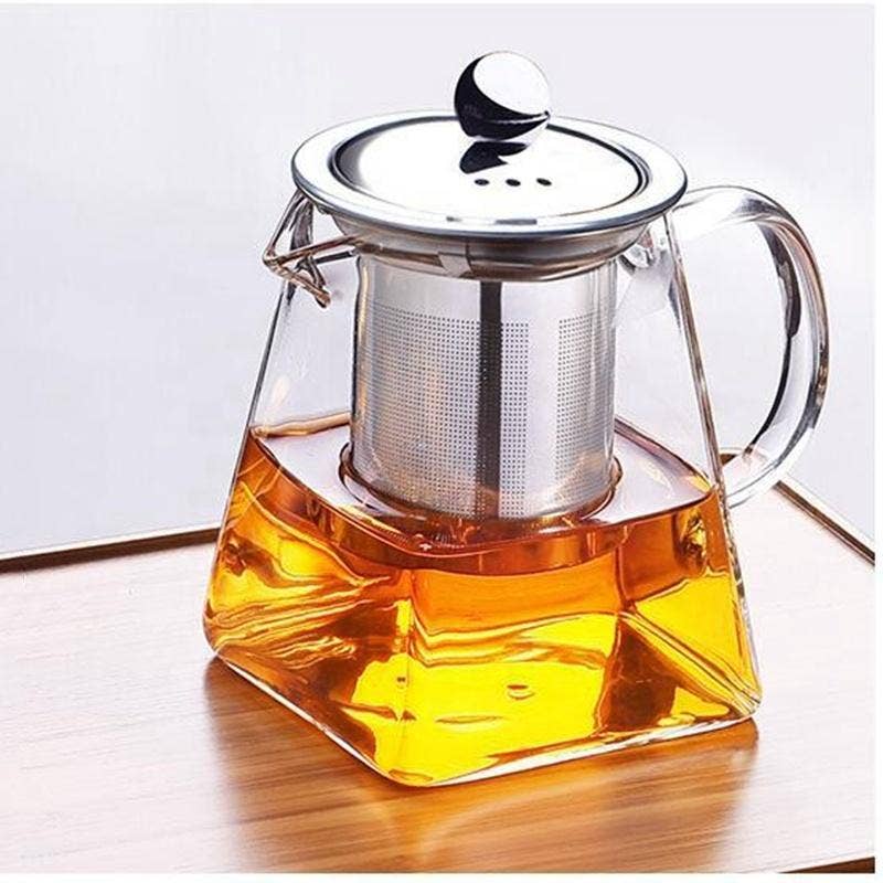 Glass Teapot With Stainless Steel Infuser and Lid